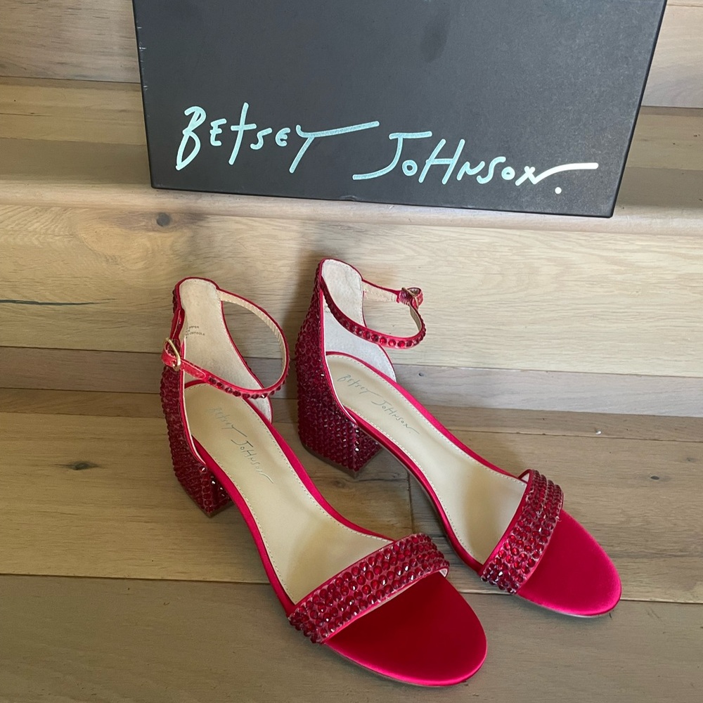 Betsy Johnson red heels, size 9.5